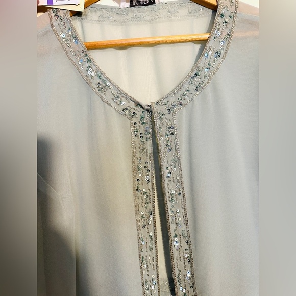 J Kara Beaded Two Elegant pieces Jacket Mint Green Maxi Dress Women’s Sz 18 - Picture 13 of 16